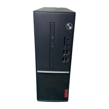 PC de bureau reconditionné Lenovo V50s vu de face : lecteur DVD, 4 ports USB, lecteur de cartes